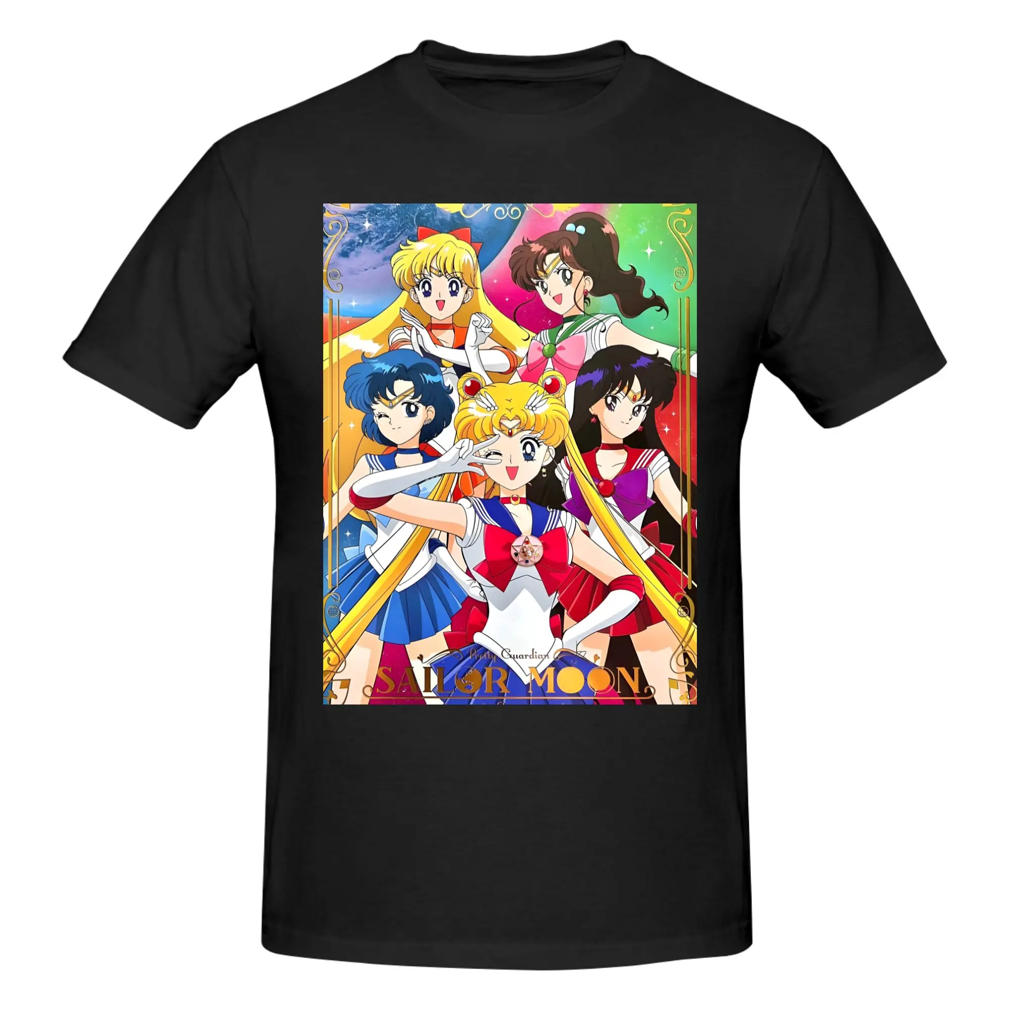 2026 Sommer Sailor Moon T-Shirt für Herren aus Reiner Baumwolle, Modisches Streetwear Kurzarm-Shirt, Slim Fit Kleidung, Geschenkidee