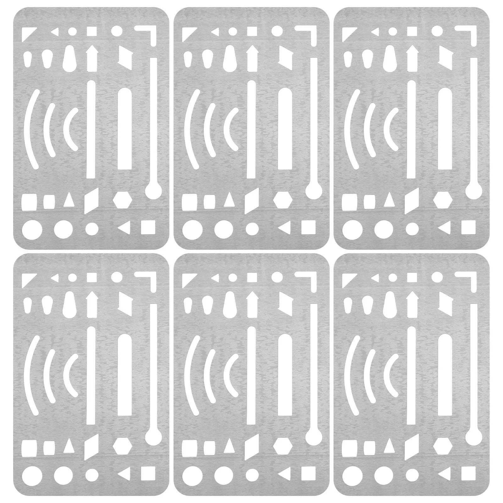 6Pcs Stainless Steel Erasing Shields Precision Drawing Templates for Technical School Office Formwork Measuring Tools