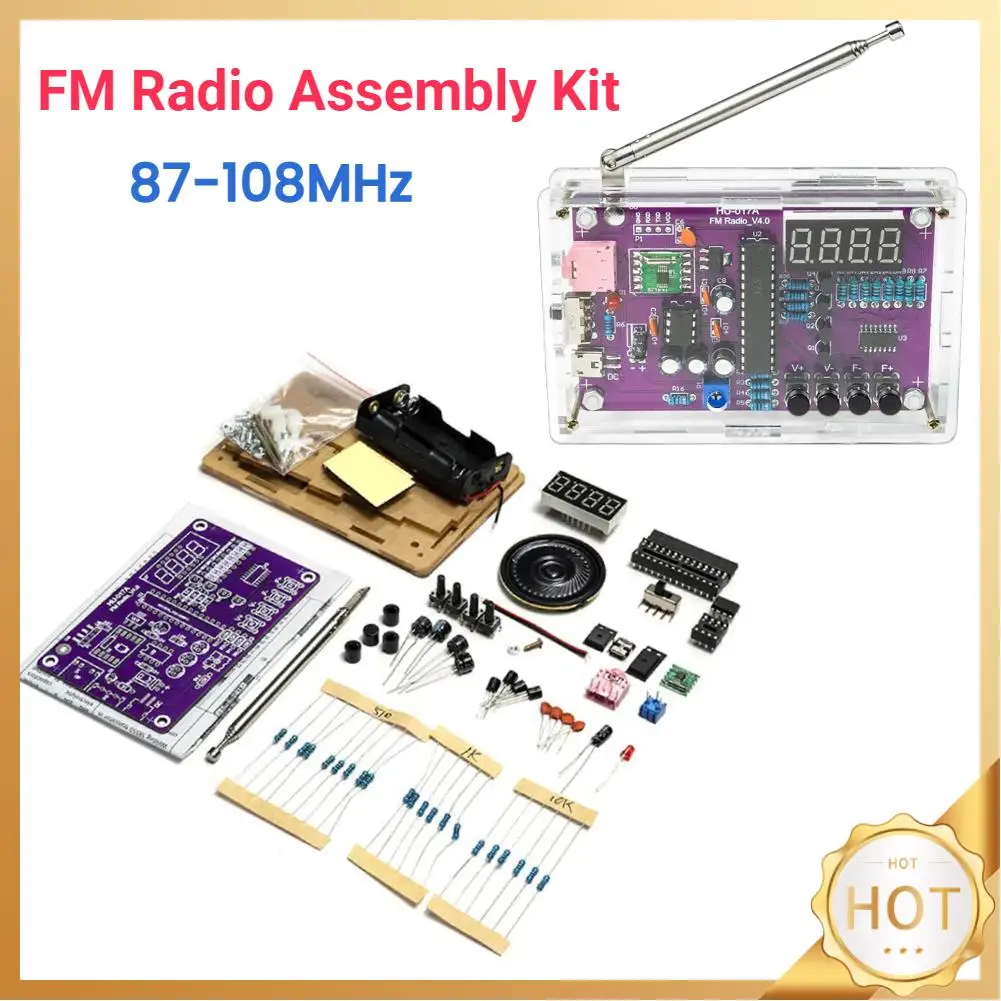 RDA5807S FM Radio Electronic Kit 87-108MHz Digital Display Soldering Project Practice Solder Adjustable Frequency for Learning