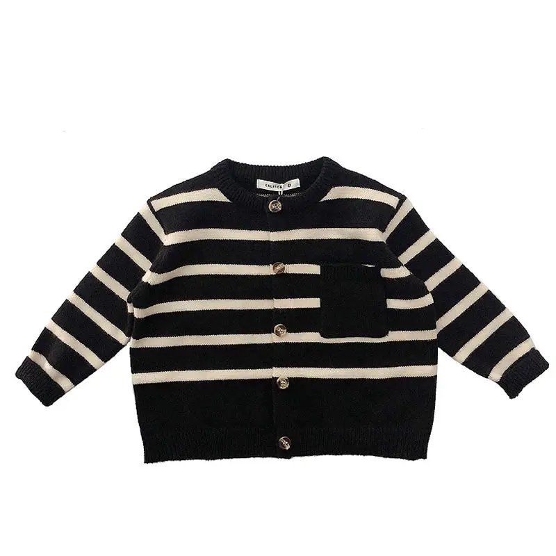 

Striped Children Sweater Outwear Kids Knit Tops Cardigan Baby Single Breasted Knitted Coat Children Jacket and Coats 2 Colors