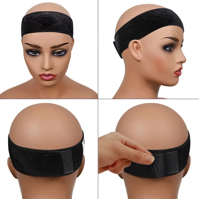 Bandas de agarre para peluca, banda Flexible de terciopelo para la cabeza, banda para el cabello con faja ajustable, accesorios para pelucas, Beige, marrón, negro, 2 unidades por lote