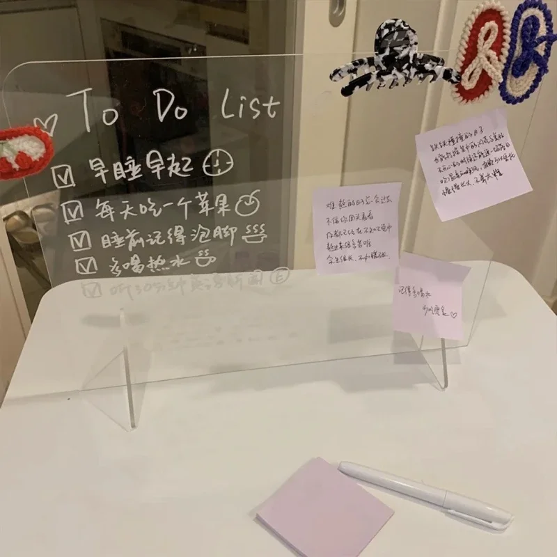 Acrylic Erasable Message Board Cover Flyer Document Paper Display Stand Transparent Home Message Board Desk Decoration