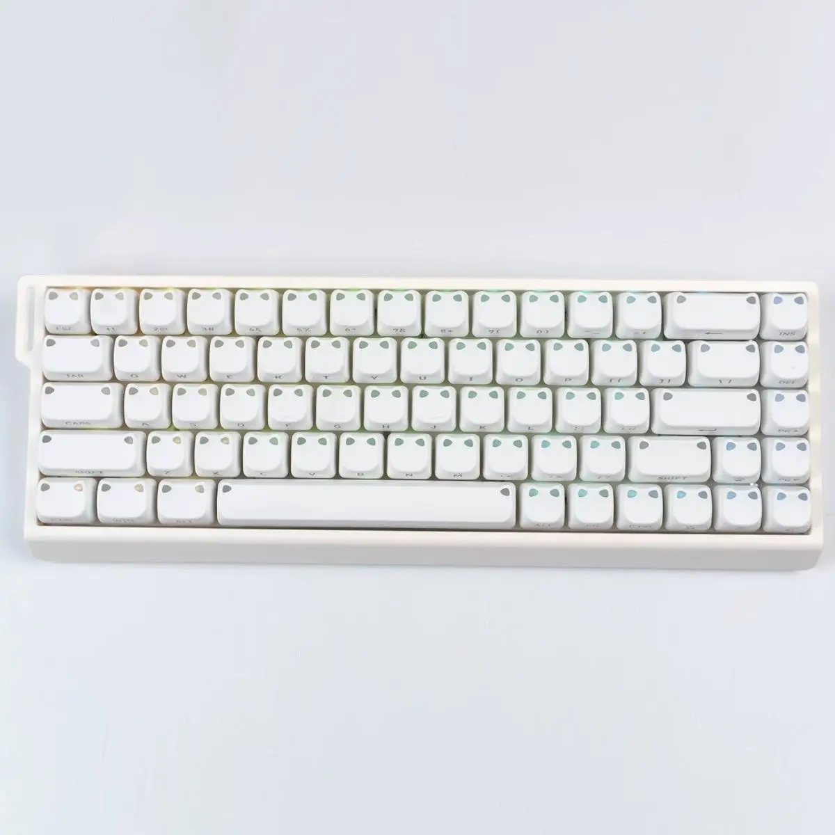 Cute cat cat ear transparent keycap side engraved crystal jelly MAO height PBT material 113 key personalized keycap