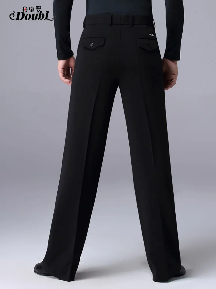 2025 Pantaloni da ballo Danza latina per adulti da uomo Danza moderna Pantaloni a gamba larga Pantaloni da ballo professionali neri a vita alta