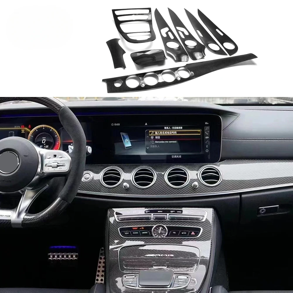 Interior Trims Dashboard For Mercedes Benz E Class W213 Real Carbon Fiber Car Parts Console Centrale Cover