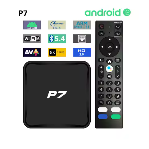 P7 Android 12 Box H618 WiFi6 Bluetooth 5.4 Voice Assistant YouTube H265 HDR 8K 22fps LED Indicator Smart TVBOX