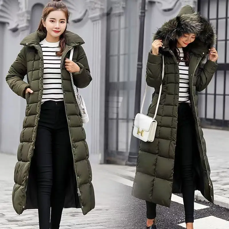 2025New Women's Sweater Collar Cotton-padded Winter Fashion Temperament Socialite Long Belt Waist Duck Down Down Jacket Coat Top