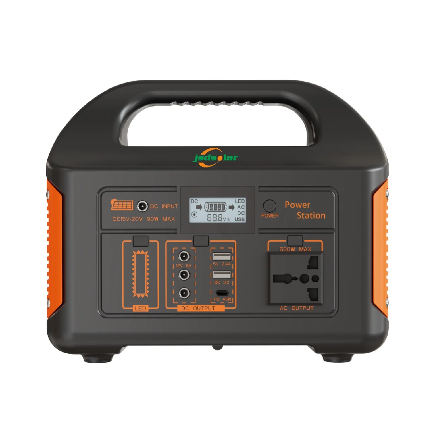 jsdsolar Portable Solar Power Station Generator 300W 500W 110V220V LED Light Emergency Solar Power Bank for Home Outdoor Camping