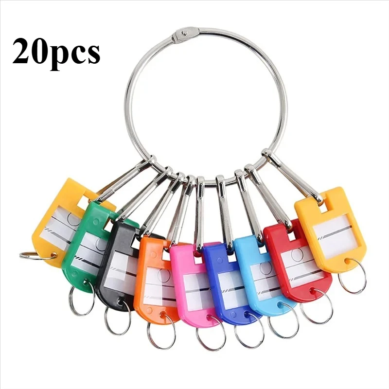20/10pcs Portable Metal Ring Key Organizer with Spring Hooks & Key Tags with Ring and Label Window Anti Loss Keyring Key Storage