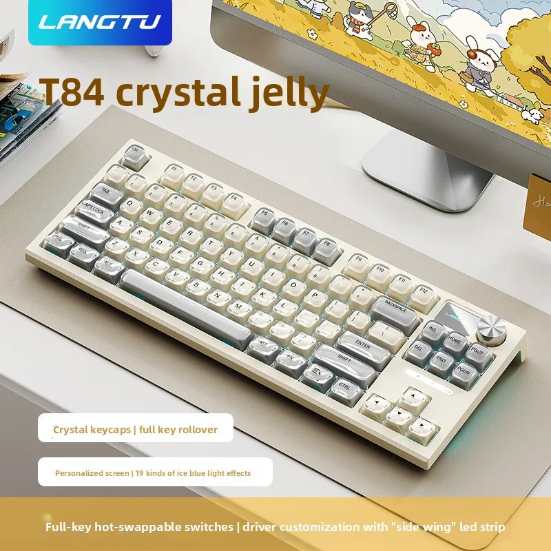 SUMREDA LT84 Mechanical Keyboard Hot-Swappable Custom Screen Multifunction Knob Game Wired Keyboard Customized PC Accessories