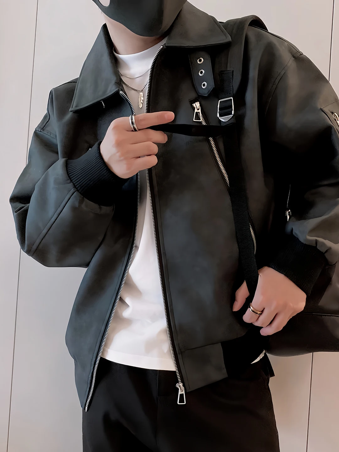 

Casual Sle Men's PU Leather Biker Jaet Workwear Coat Spring Autumn Trendy Brand Faionable Young Men's Clothing