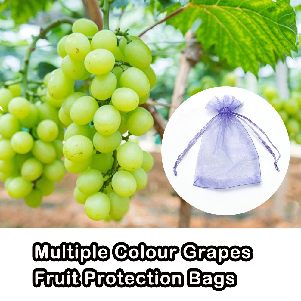 20-100PCS Vegetable Grapes Fruit Grow Bags Fruit Protection Bags Garden Anti-Bird Netting Mesh Bag Orchard Strawberry Plant Bags