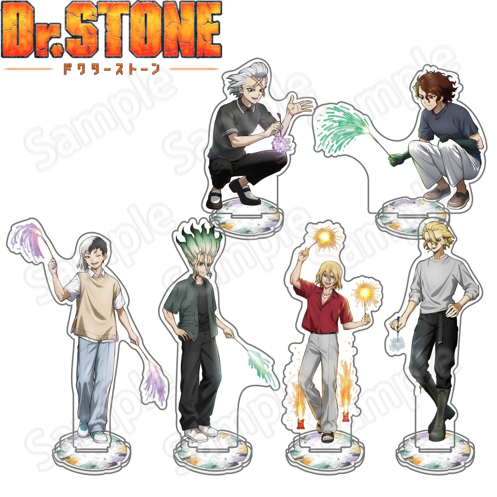 Image of Anime Dr.STONE Style CosplayNeuer 15cm Acryl-Ständer Schlüsselanhänger Ornamente Ruri Chrome Amber Ishigami Senkuu Ogawa Yuzuriha