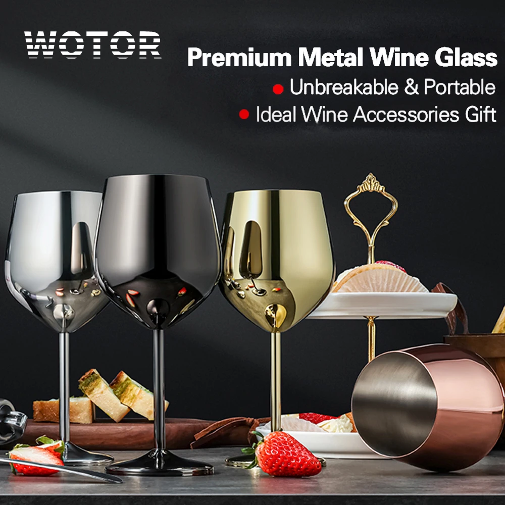 

WOTOR 1/2/4PCS Goblet Cocktail Cup Stainless Steel Copper Plated 500ml Wine Champagne Goblet Durable Sturdy