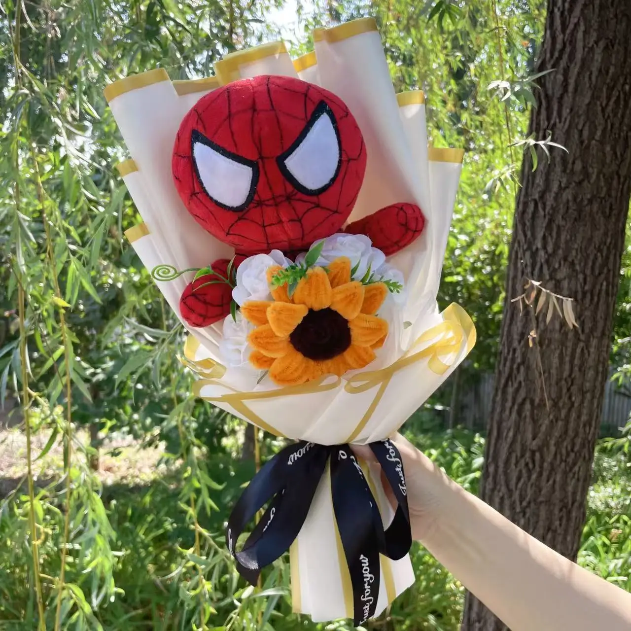 Catoon Spider-Man Hulk Superman Plush Doll Toy Creative Handmade Bouquet Stuffed Animals Valentine Christmas Graduation Gift