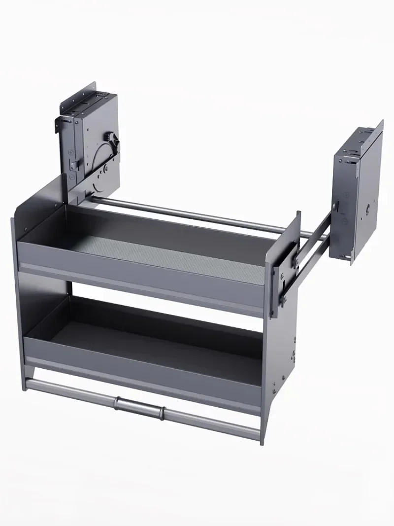 

Kitchen Cabinet Lift Pull Basket Open Door Top Cabinet Seasoning Basket Stainless Steel Double Basket Damping Buffer