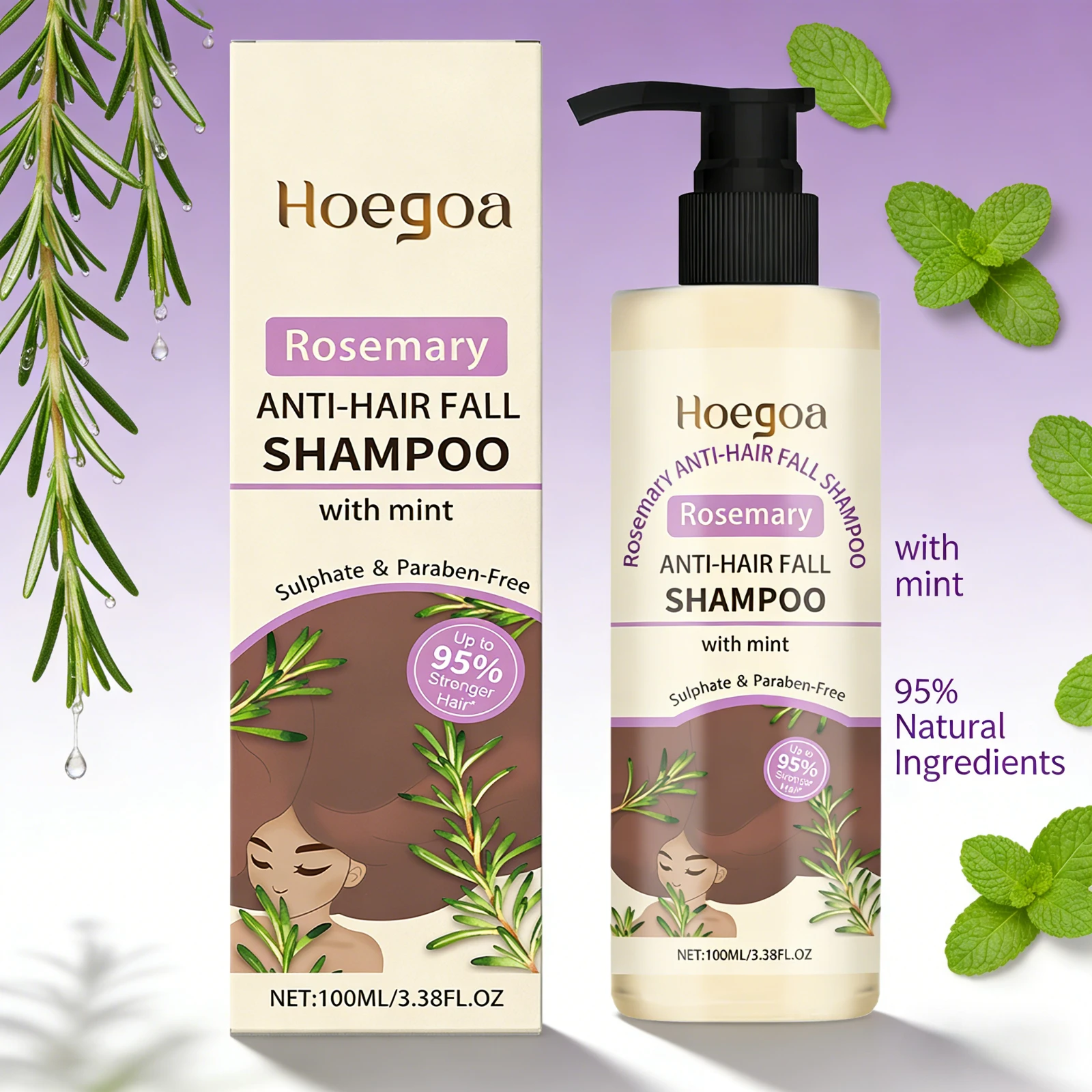 

Rosemary Shampoo Hair Growth Deep Cleansing Scalp Oil Control Strengthening Root Nourish Hair Volumizing for All Types