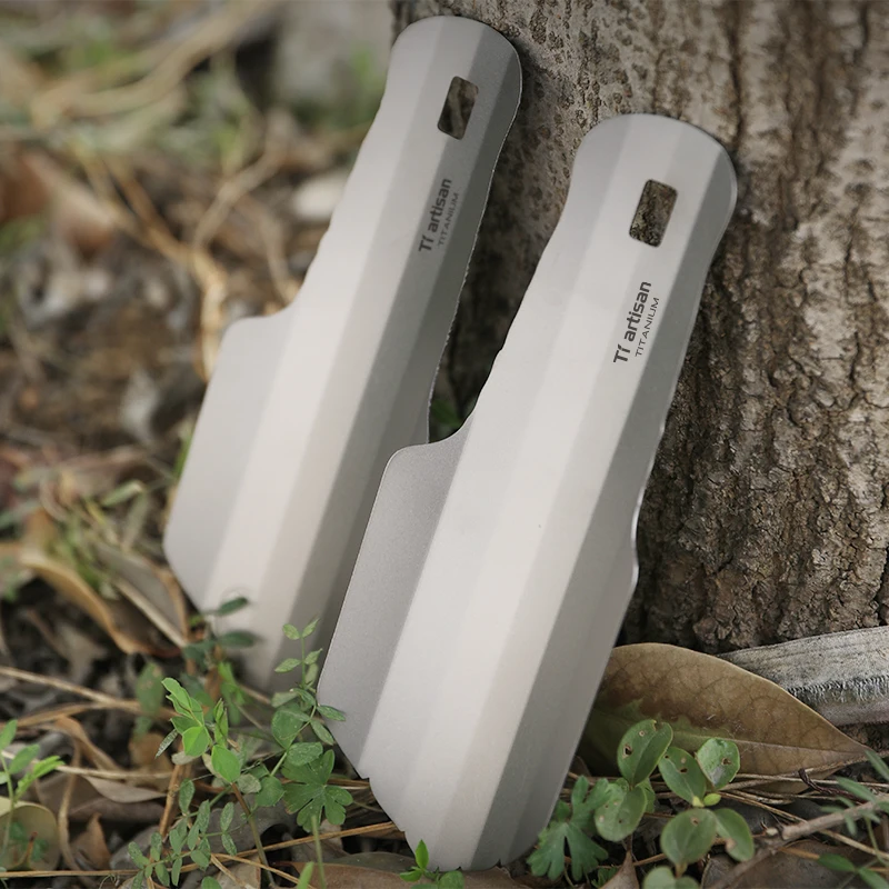 Tiartisan-pala de mano de titanio resistente a la corrosión para jardín, para acampar al aire libre, senderismo, mochilero, Mini paleta portátil ultraligera