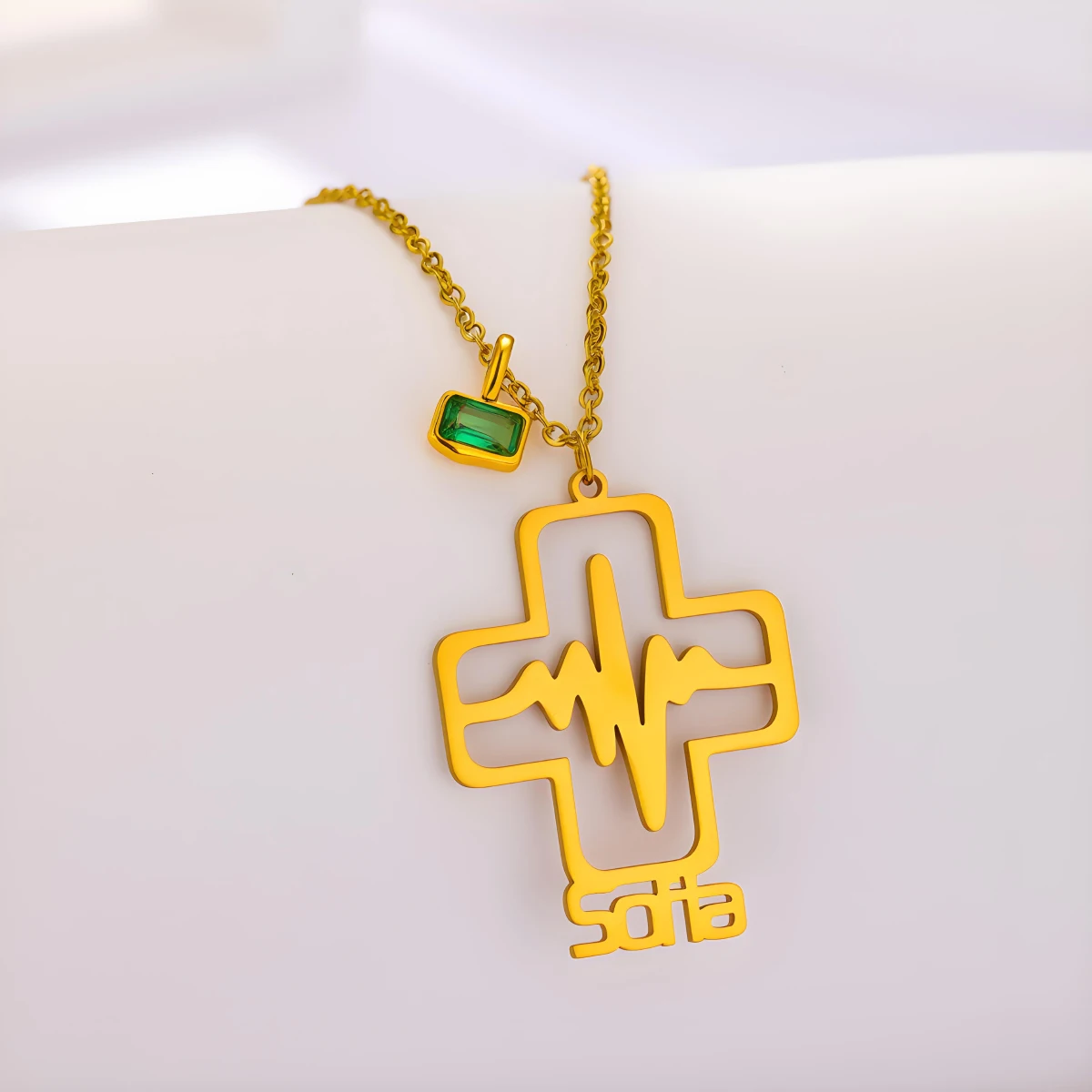 

Chandler Custom Name Romantic Cross Heartbeat Lover Pendant Necklace Stainless Steel Jewelry Valentine Gift