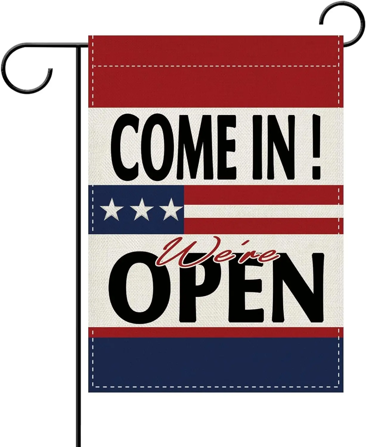 Dyrenson Come in We're Open Decorative Garden Flag, Business Commercial Store Stars Stripes Yard Outside Home Decoration jjp