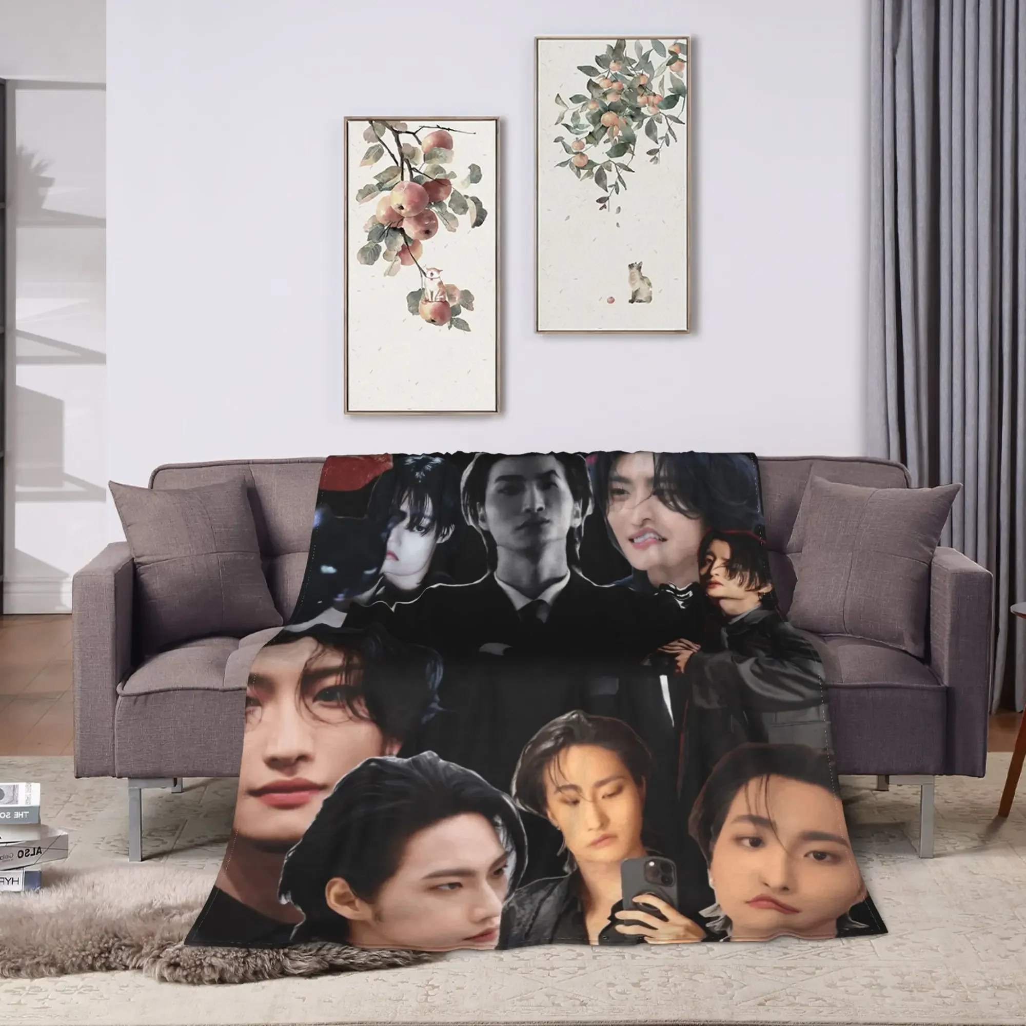 Ateez Seonghwa Blanket  Airplane Travel Flannel Throw Blanket For Couch Chair Warm Soft Custom DIY Quality Bedspread Gift