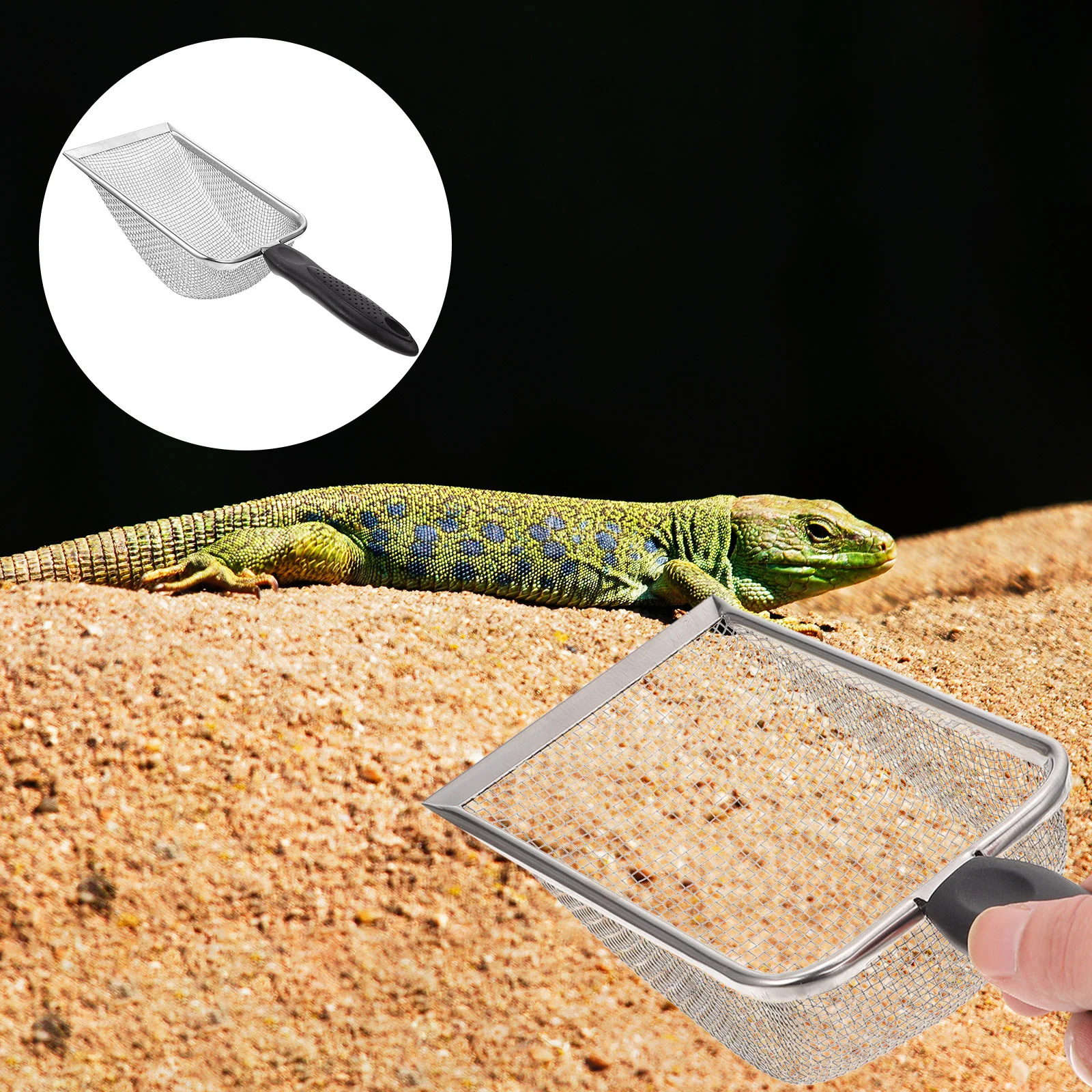 Pet Cleaning Tools Reptile Sand Scoop Supplies Litter Cleaner Detergent Lizard Poop Stainless Steel Reptiles