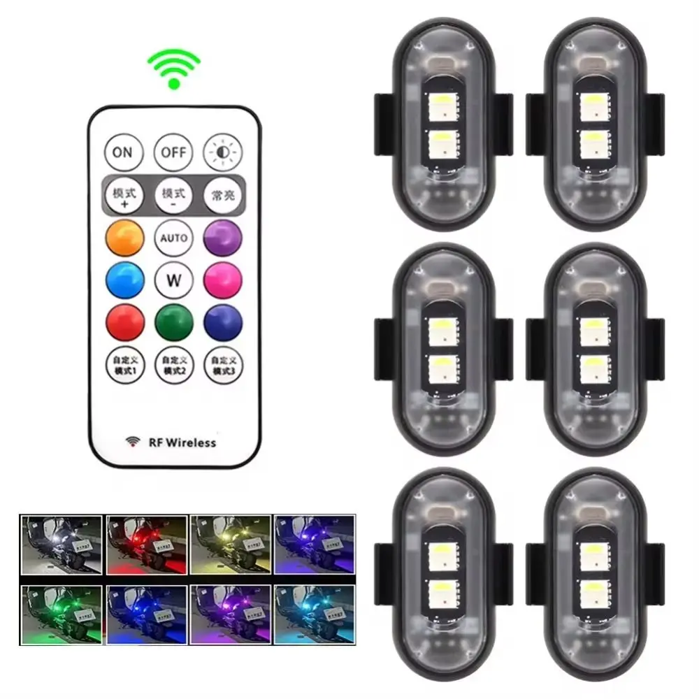 8 Colors Wireless LED Strobe Lights Waterproof Anti-Collision Flashing Bicycle Light Night Security with Remote Control