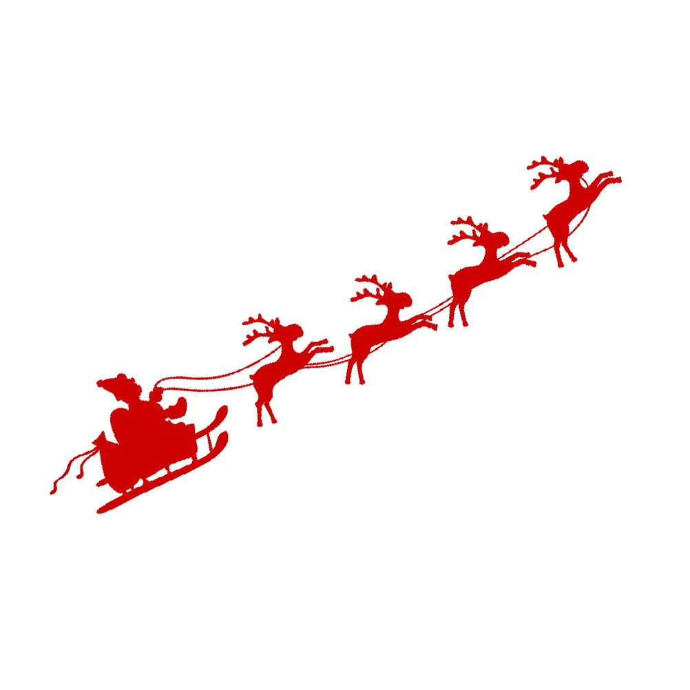 

Four Reindeers Santa Claus Christmas Wall Sticker Removable PVC Home Office Wall Decals Living Room Bedroom Decoration
