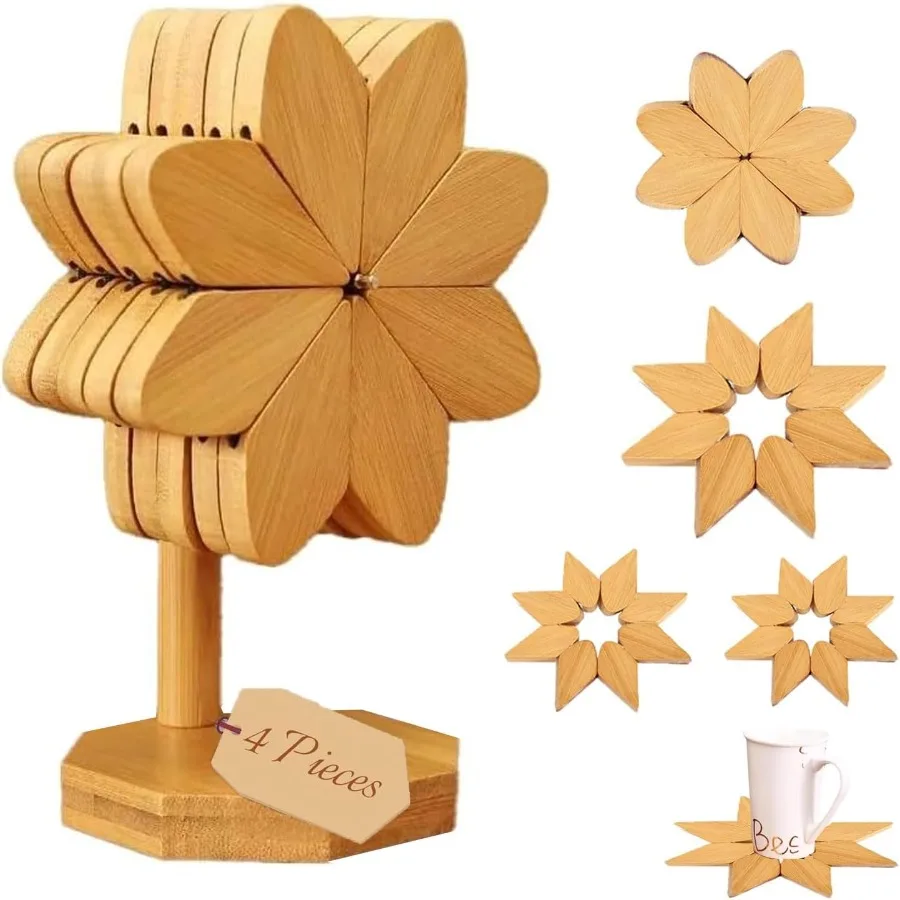 

Деревянные подставки для горячей посуды Подставка в форме ветряной мельницы для горячей посуды 5 деревянных подставок + 1 подставка для хранения натуральных блюд