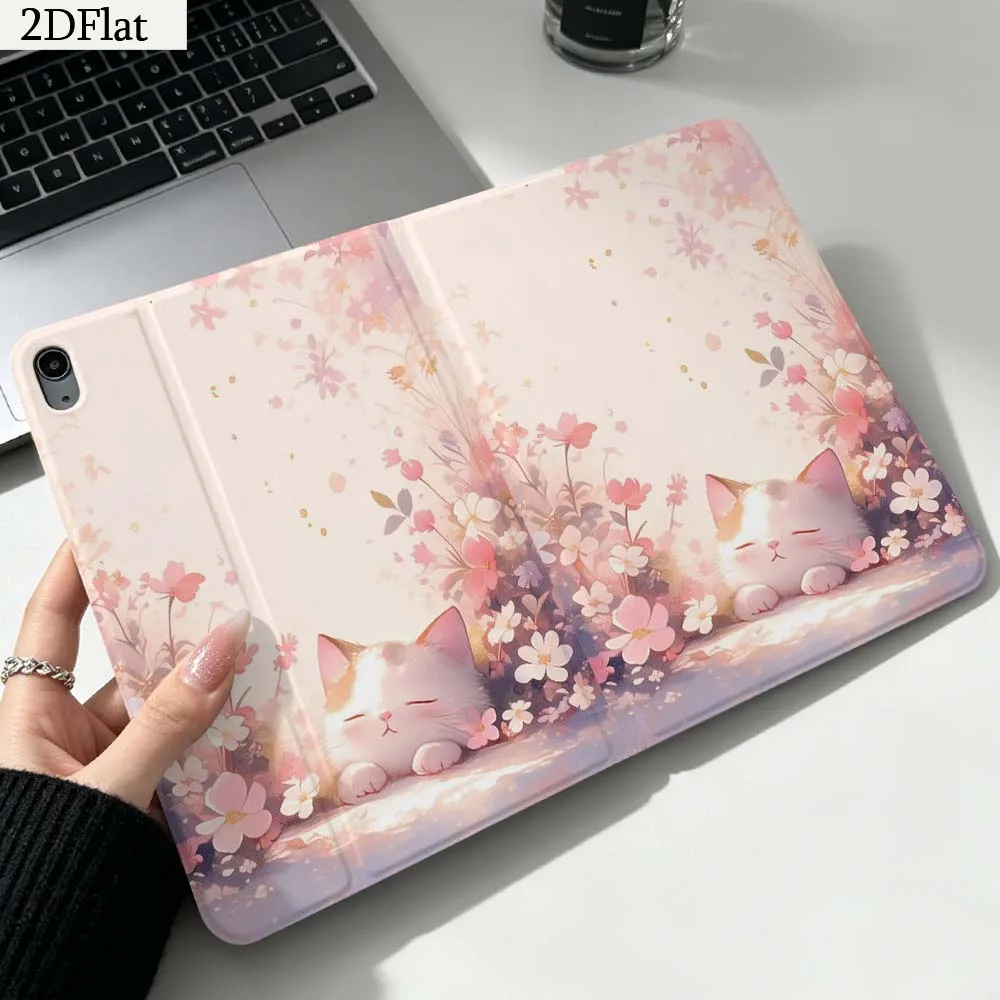 Cartoon Kitten Sunset Bed For iPad Pro mini Air A16 A14 6 5 4 6th 7 7th 11th 9Gen 13 M5 11 A17 Pro M4 Inch Tablet Case Gift