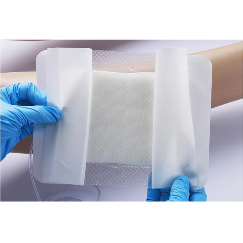 Negative pressure wound therapy white PU dressing kit 10x20cm including soft port with tube transparent film