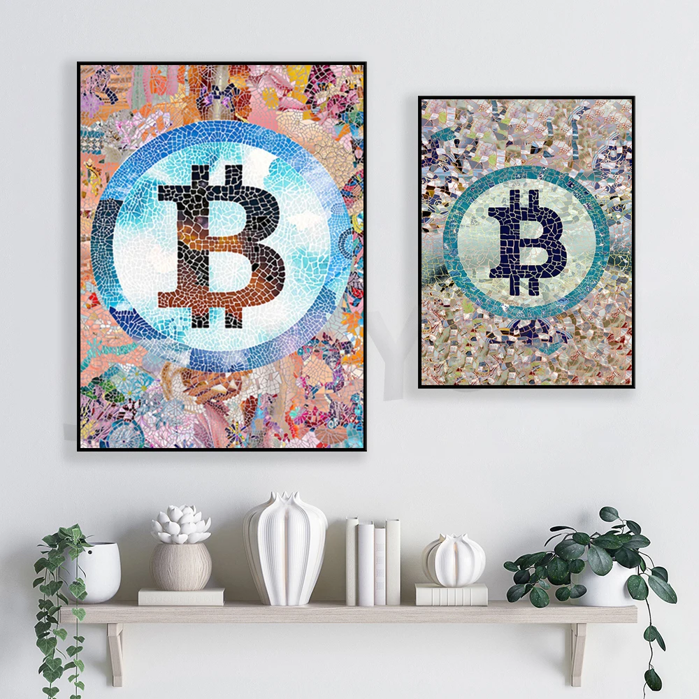 Bitcoin print digital download art - Bitcoin logo printable wall art cryptocurrency gifts crypto artwork modern square poster