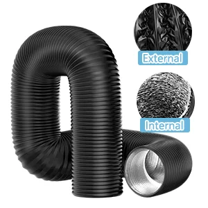 Hon&Guan PVC Composite Hose 2.5M, Low Noise Duct Muffler with American Clip for Ventilation Fan