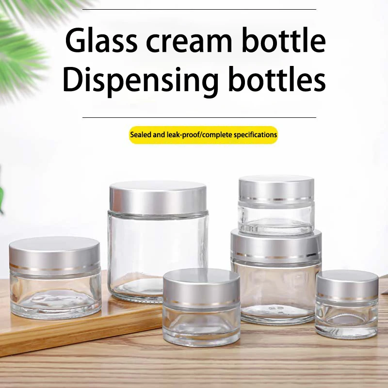 1pcs 10g 20g 30g Portable Empty Clear Glass Jar Pot Cosmetic Containers Lotion Sample Bottles Travel Ointment Cream Box