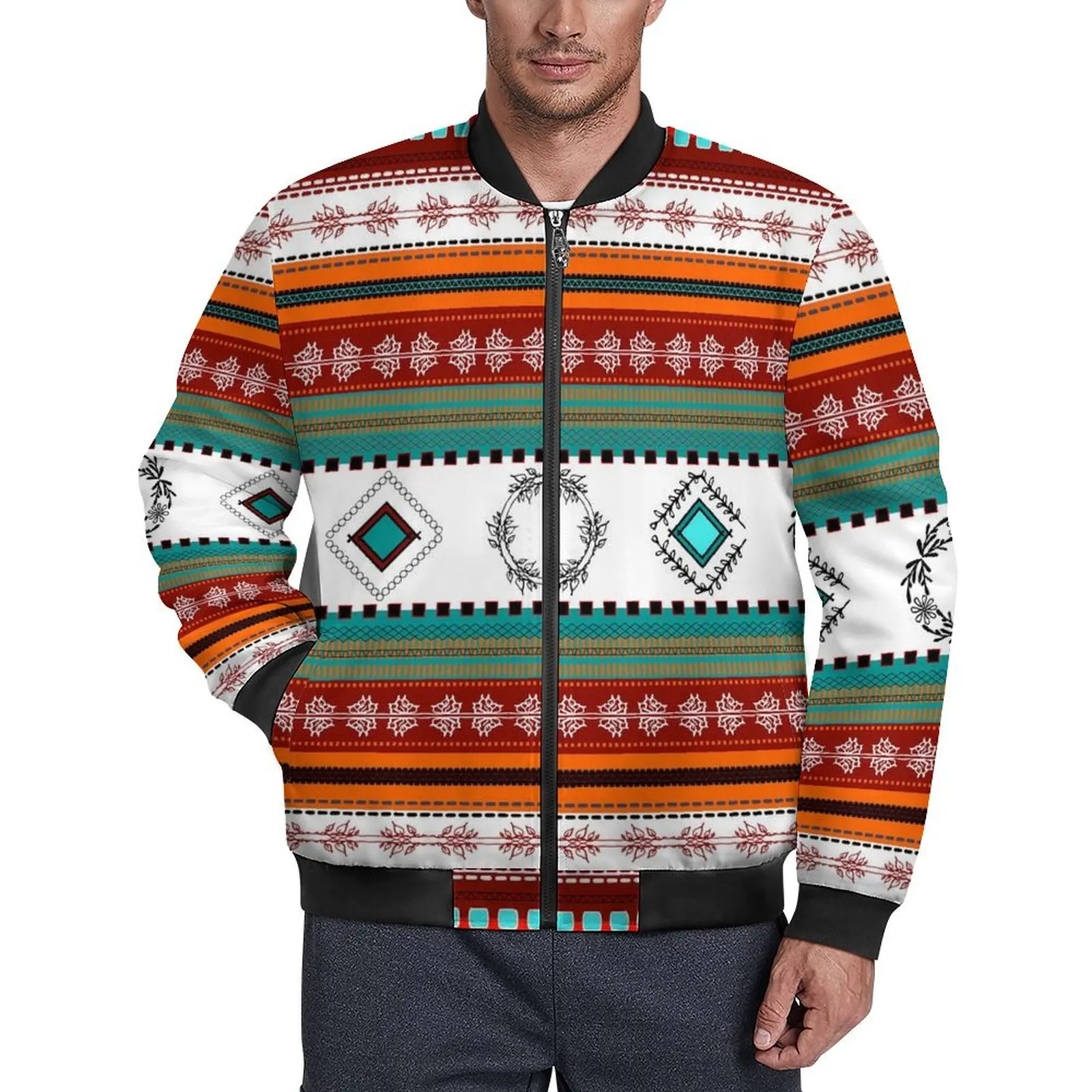 

Colorful Tribal Print Jackets Ethnic Boho Hooded Autumn Coats Men Vintage Casual Jacket Custom Outerwear Big Size Windbreakers