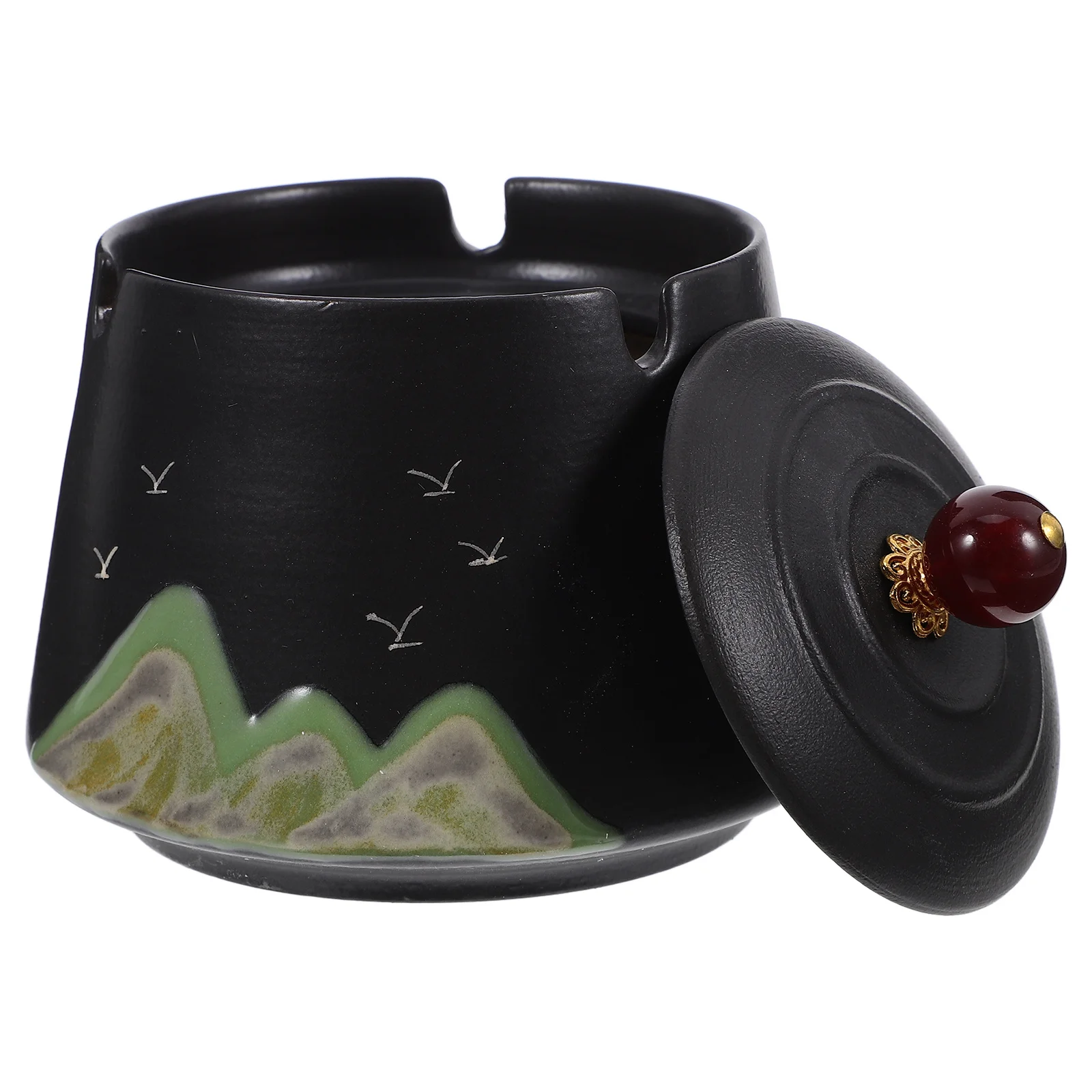 

Ash Tray with Lid Trays Indoor Ashtray for outside Smokers Outdoors Black Cigar