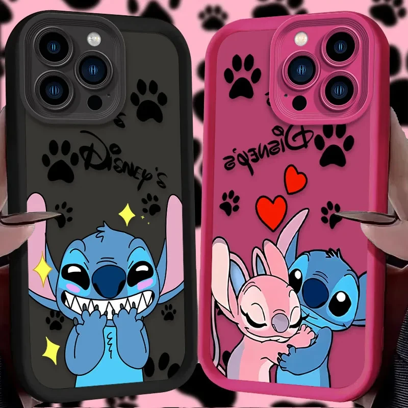 Disney Stitch Angel Phone Case For iPhone 16 15 14 13 12 11 Pro Max X XS Max XR 12 13 Mini 7 8 Plus Shockproof Soft Cover New