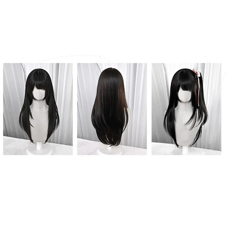 Black Long Straight Hair, No Weight-Bearing Feeling For Daily Wear, Gentle Style, Girls' Wig