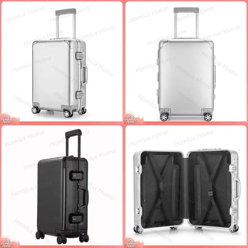 for NOVO 20 Inch Aluminum Alloy Carry On Luggage Silver Black Cabin Suitcase with Wheels Lightweight Travel Trolley Case