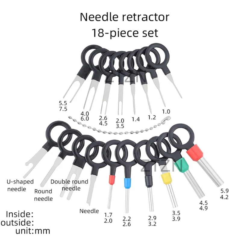 82PCS Car Terminal Removal Wiring Crimp Connector Puller Repairing Tool Auto Electrical Wire Crimp Connector Needle