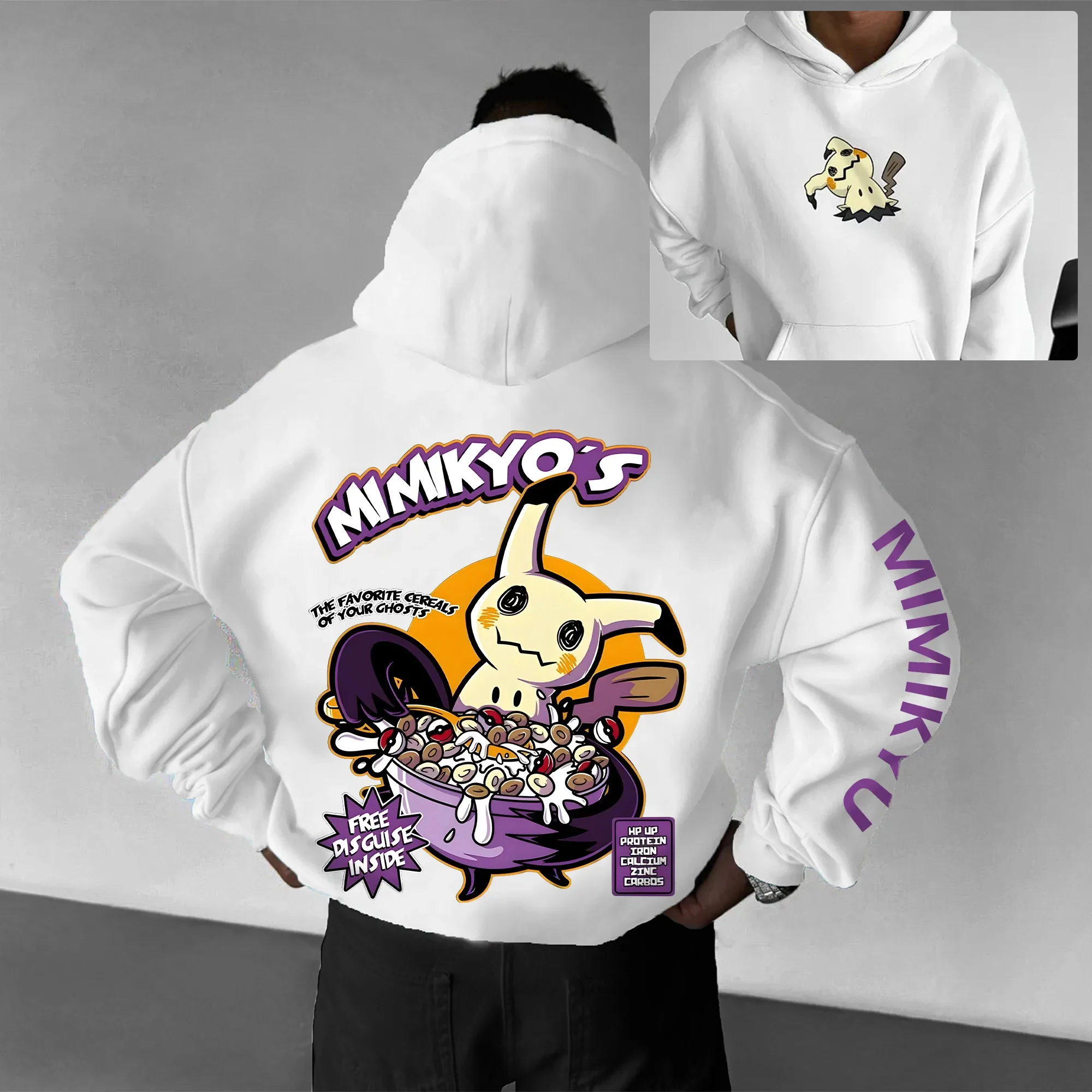 

Pikachu Cartoon Print Off Shoulder Wear Pokemon Loose Hoodie Spring and Autumn Casual Top for Men, Women and Children