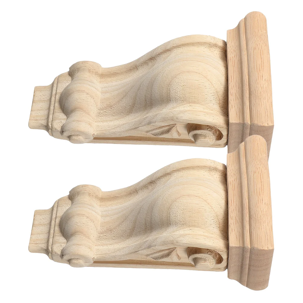 

2pcs European Style Wooden Corbels: Handcarved Solid Wood Wall Brackets For Shelves Fireplace Doorway Decor Farmhouse Wood