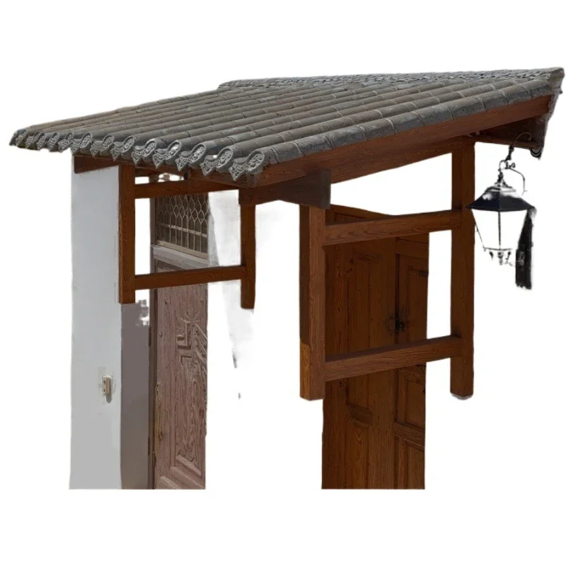 The door head is fixed with a beveled awning, and the awning on  outdoor surface is protected from  sun.
