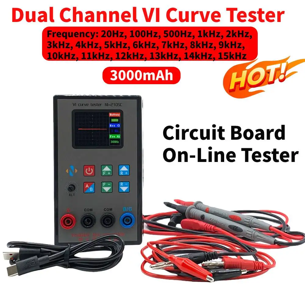 New Dual Channel VI Curve Tester 18 Gear Frequency Adjustable Circuit Board VI Curve Tester Dual Channel Simultaneous Display