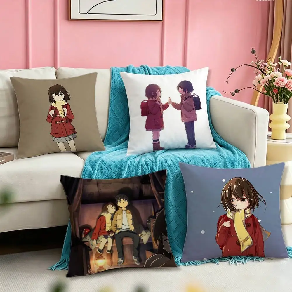 E-Erased Boku Dake G-Ga Inai Machi  Square Double-Sided printed Pillow Case Bedroom Bedside Pillow Sofa Cushion Cover