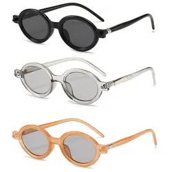 Vintage Small Oval Sunglasses Women Men Brand Designer Black Punk Sun Glasses Female Fashion Popular Round Eyewear