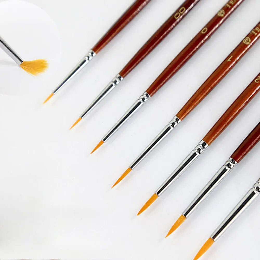 

7Pcs/set Detail Sable Hair Miniature Nail Brushes Oil Painting Pen Acrylic Drawing