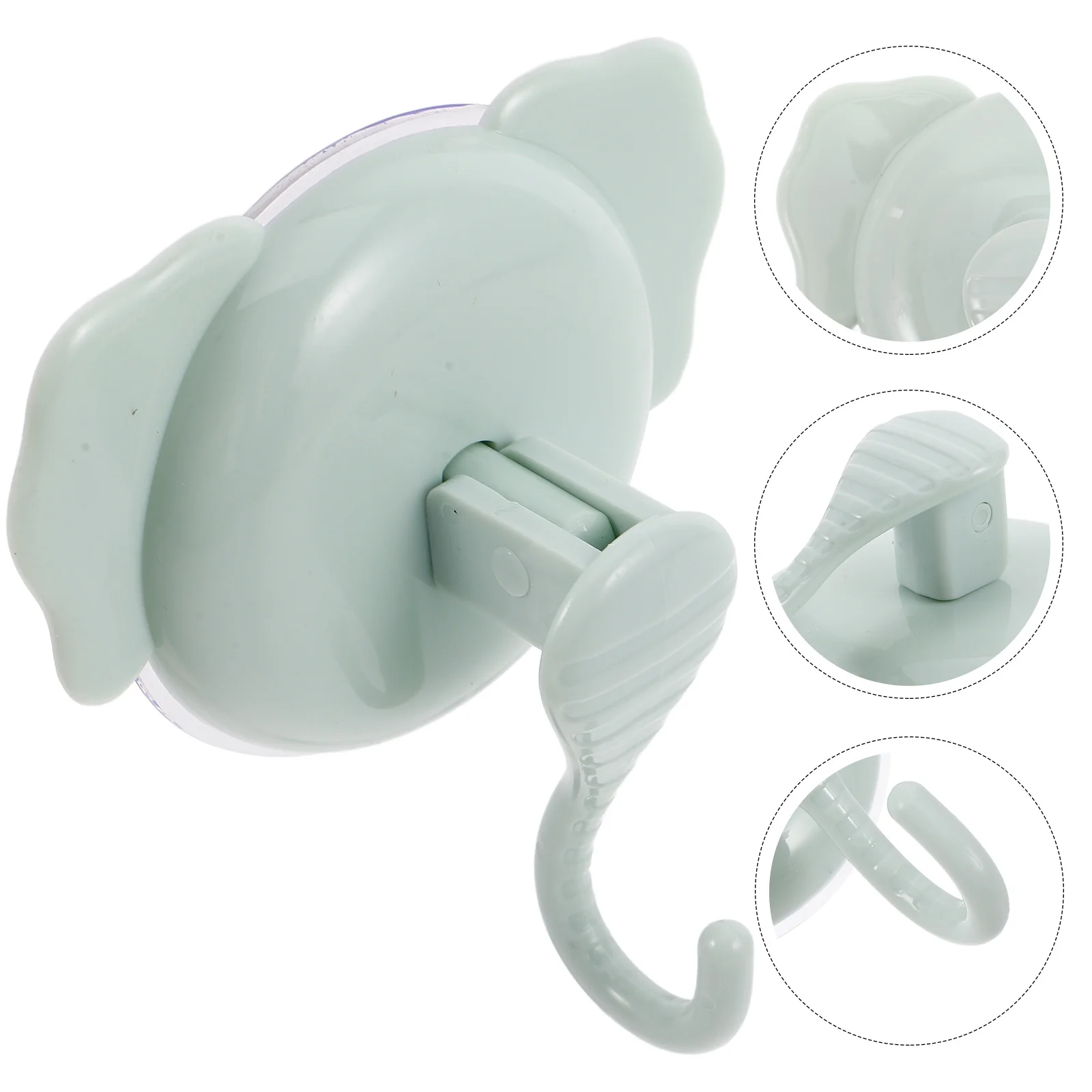

1pcs Suction Cup Hooks Heavy Duty Plastic Elephant Shaped Bathroom Kitchen Organizer Wall Mount No Drill Green