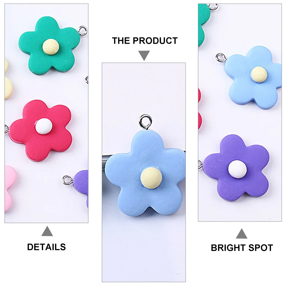 

30pcs Colorful Flower Resin Pendant Jewelry Making Diy Charm For Necklace Bracelet Keychain, Craft Supply Accessories