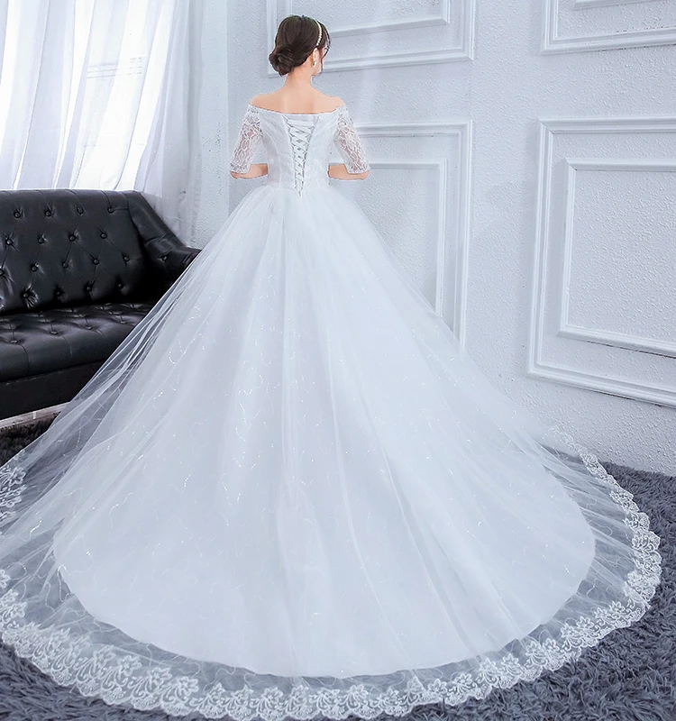 2023 신상 화이트 레이스 민소매 웨딩드레스, 롱 트레인, 원숄더 스타일, 플러스 사이즈 여성용, 호텔 실내 웨딩드레스